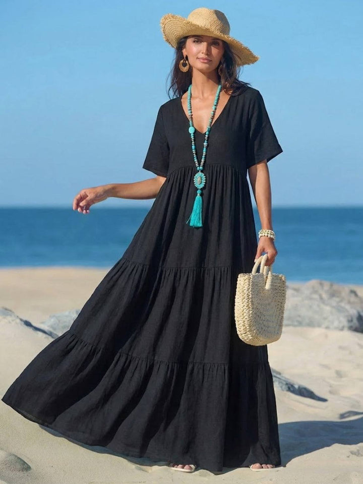 Brooklyn | Women’s Boho V Neck Tiered Maxi Dress