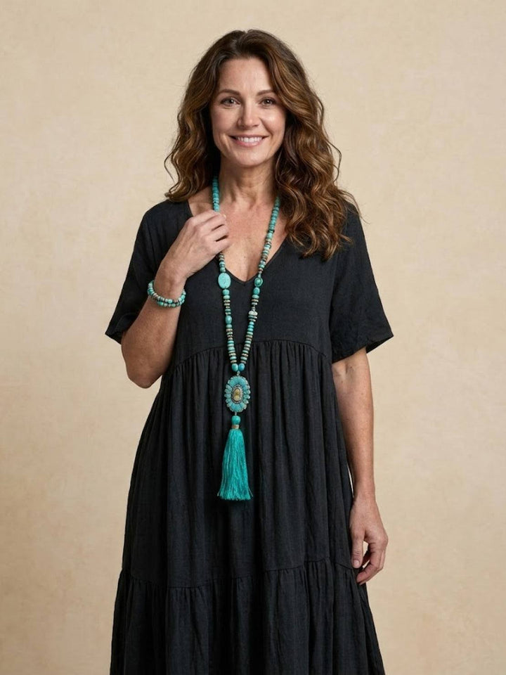 Brooklyn | Women’s Boho V Neck Tiered Maxi Dress