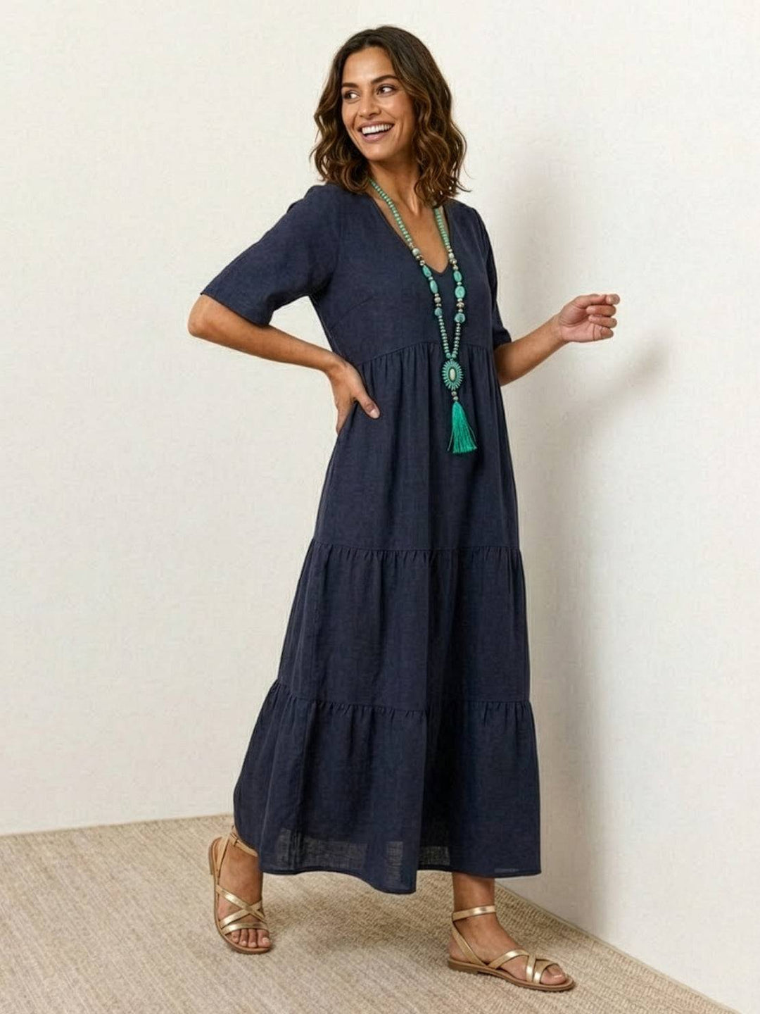 Brooklyn | Women’s Boho V Neck Tiered Maxi Dress