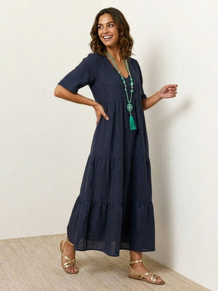 Brooklyn | Women’s Boho V Neck Tiered Maxi Dress