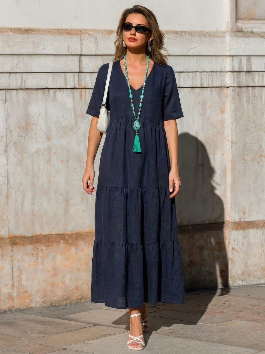 Brooklyn | Women’s Boho V Neck Tiered Maxi Dress