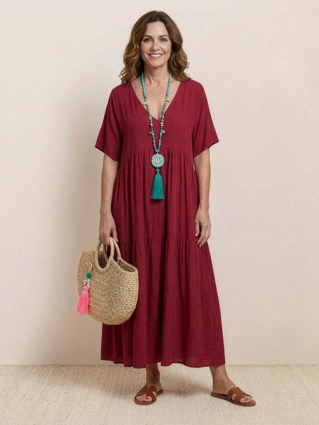Brooklyn | Women’s Boho V Neck Tiered Maxi Dress