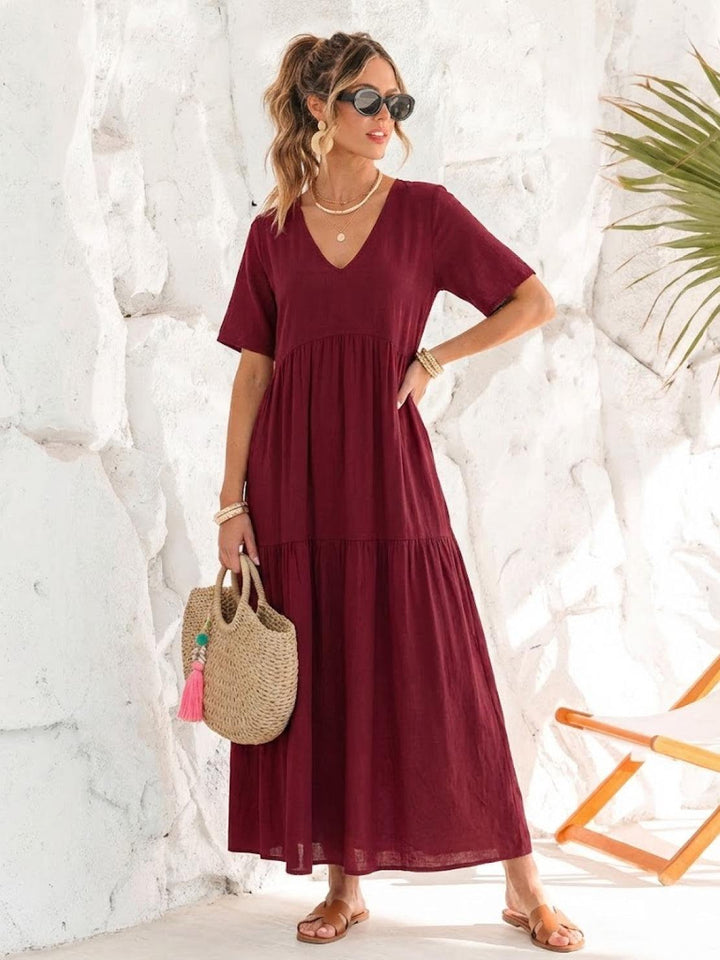 Brooklyn | Women’s Boho V Neck Tiered Maxi Dress