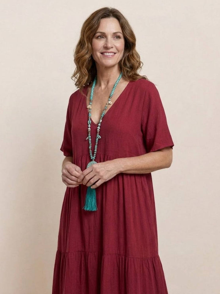 Brooklyn | Women’s Boho V Neck Tiered Maxi Dress