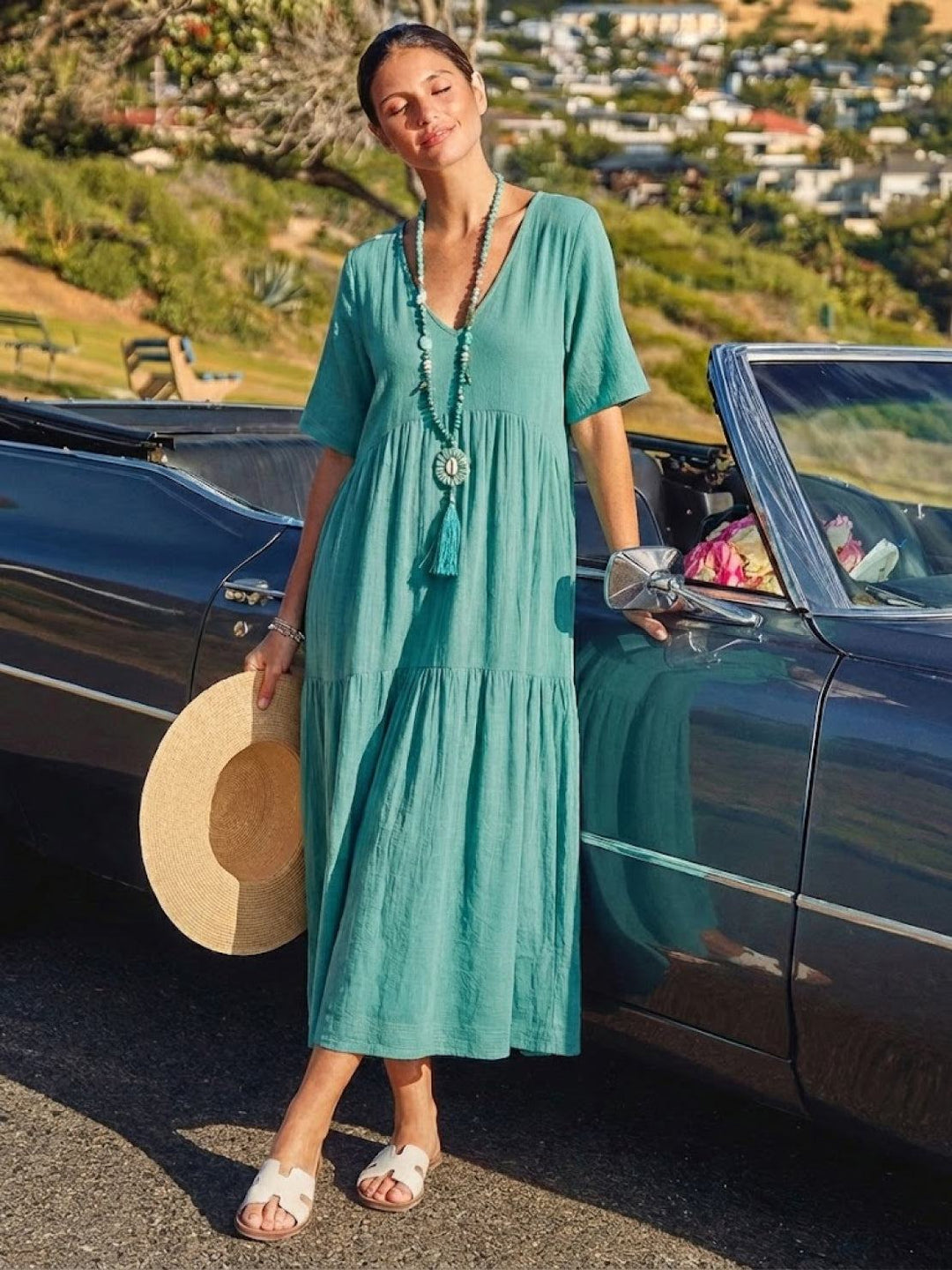Brooklyn | Women’s Boho V Neck Tiered Maxi Dress
