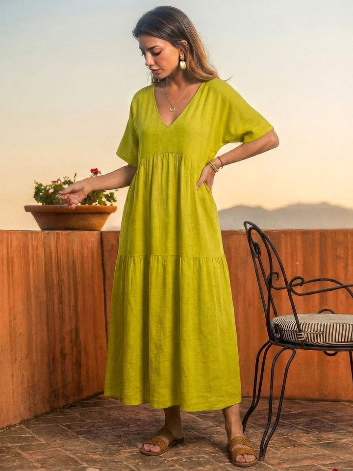 Brooklyn | Women’s Boho V Neck Tiered Maxi Dress